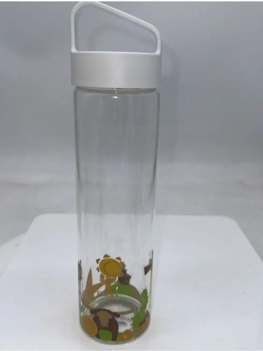 STARBUCKS  Glass TUMBLER You Are Here Texas 18.5 oz Clear with White Handle